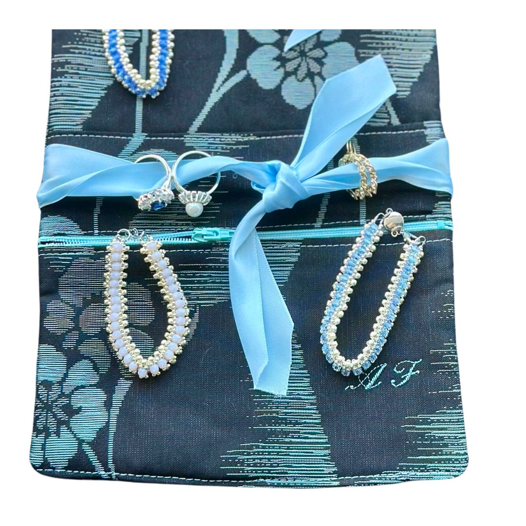 Midnight Floral Premium Silk Jewelry Pouch